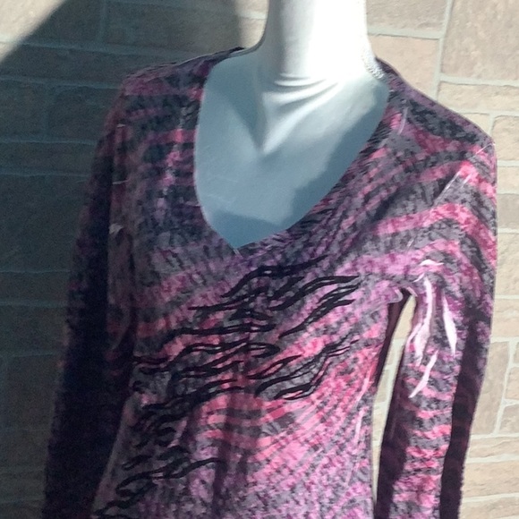 Eyelash Couture NEW - Sz XL -  super cool long sleeve - pattern transparent  TOP - Picture 5 of 11